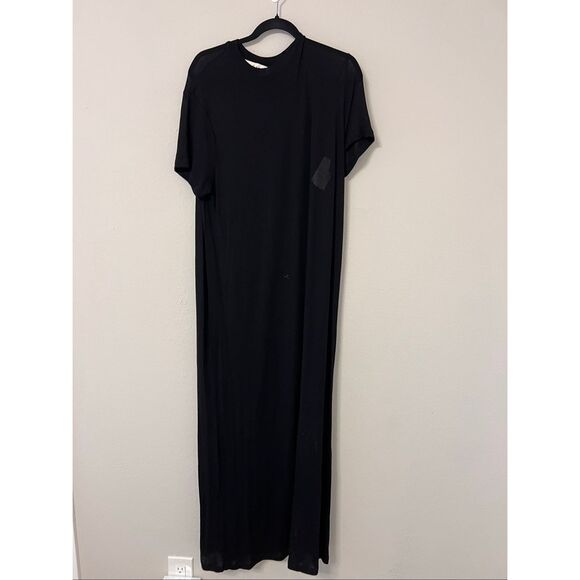 RÓHE Women's Black Short Sleeve Stretch Knit Jersey Maxi Dress Size 38 NWOT - Picture 5 of 11